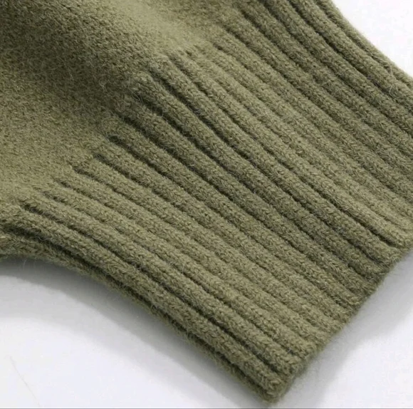 Zippered Mock Neck Cardigan ▪︎ Army Green ▪︎ LG - Picture 10 of 16